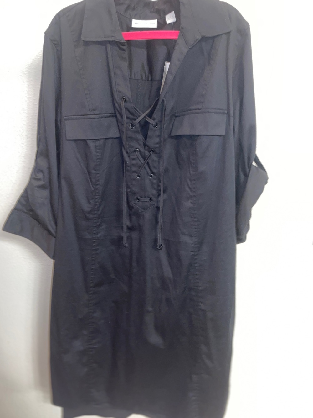 New York & Company Women’s Black Lace-Up Utility Tunic Dress Size Medium
